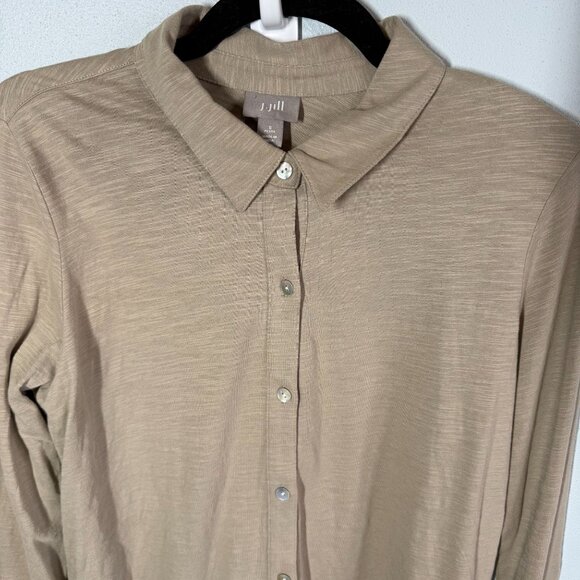 J.Jill Womens Brown Button Down Cotton Tunic Top Size SP Neutral Minimalist - Picture 3 of 12